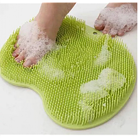 Силіконовий масажний килимок щітка мочалка Korni для спини та ніг у ванну та душ зелений на присосках (ММ)