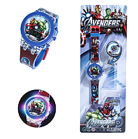 Дитячий електронний наручний годинник з підсвічуванням 2 в 1 для хлопчика Марвел Залізна людина Супергерої Marvel Light Watch