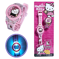 Детские электронные наручные часы с подсветкой 2 в 1 "Hello Kitty (Хеллоу Китти)" розовый Light Watch (NST)