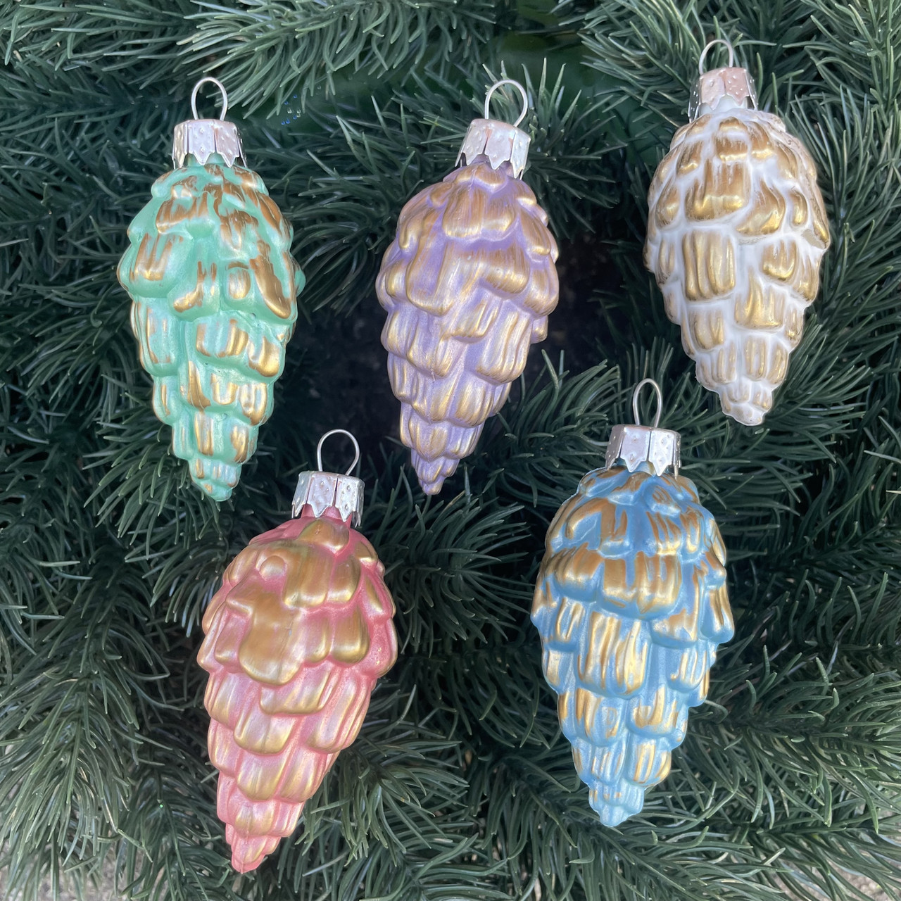 Набір новорічну прикрасу шишки 7 см мікс за 10 шт., фото 1