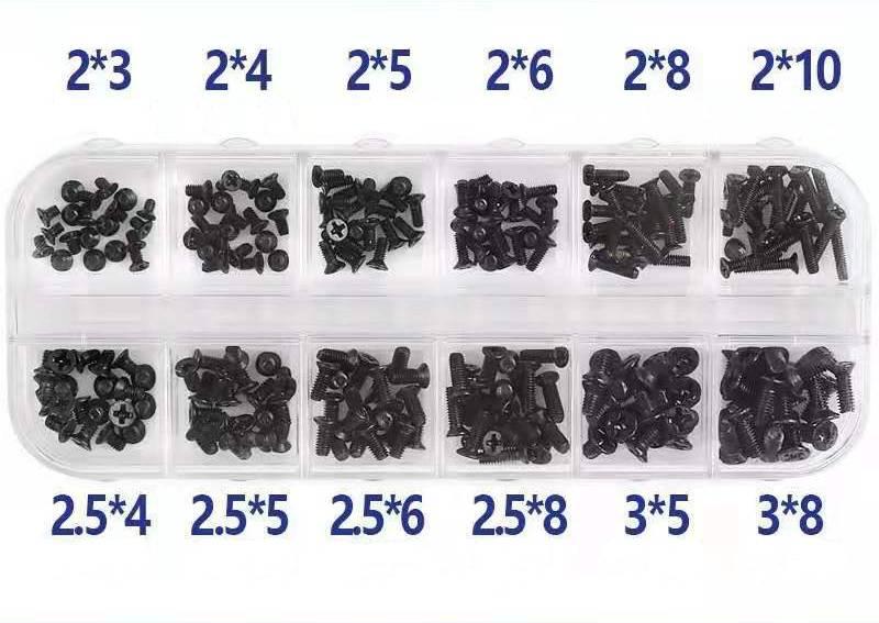 Набір потайних гвинтів для ноутбуків (чорні) M2 M2.5 M3 240шт - фото 1 - id-p1973766506