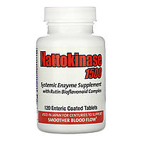Naturally Vitamins, наттокиназа 1500, системная ферментная добавка, 120 таблеток, покрытых кишечнорастворимой