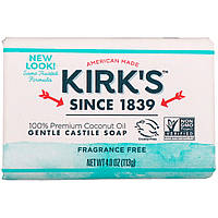 Kirk's, Gentle Castile Soap Bar, Fragrance Free, 4 oz (113 g) Днепр