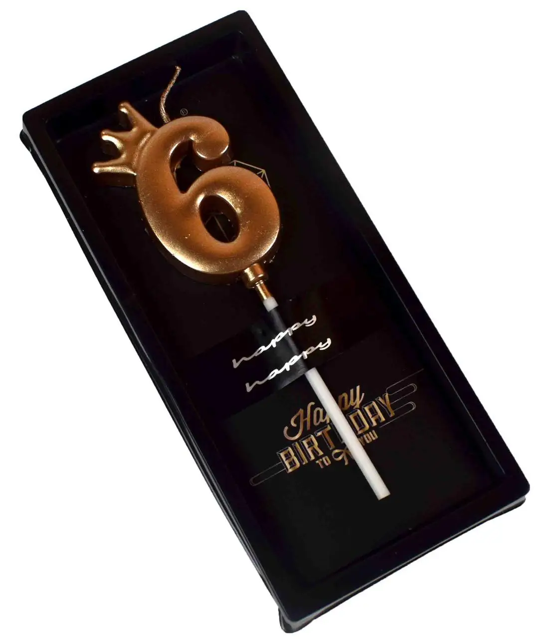 Свічка для торта цифра "6" Корона, колір бронза