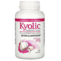 Kyolic, Aged Garlic Extract, формула 105 для детоксикації та омолодження, 200 капсул Дніпр