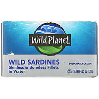 Wild Planet, Дикие сардины, филе без кожи и костей в воде, 120 г (4,25 унции) Днепр