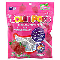 Zollipops, The Clean Teeth Pops, ZolliPops, леденцы с клубничным вкусом, 15 шт., 88 г (3,1 унции) Днепр