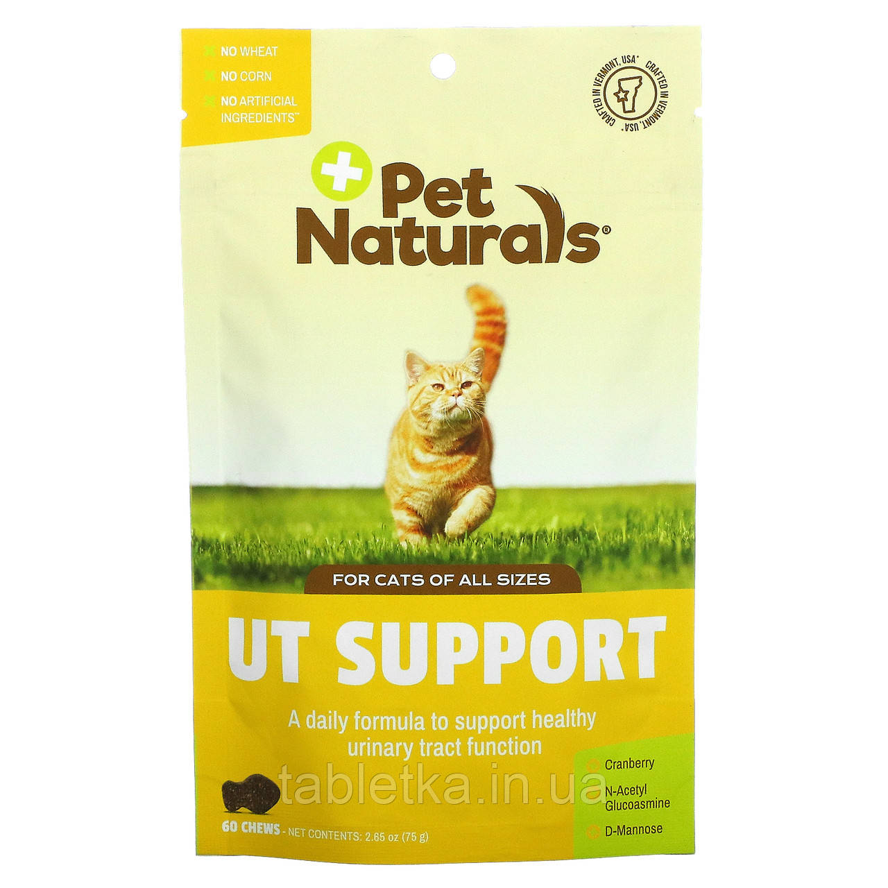 Pet Naturals of Vermont, UT Support для кішок, 60 жувальних таблеток, 75 г (2,65 унції) Дніпр