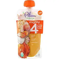 Plum Organics, Tots, Mighty 4, суміш 4 Food Group, банан, персик, гарбуз, морква, англійський йогурт, овес, 113