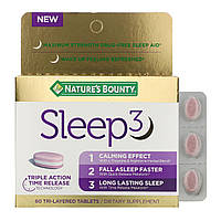 Nature's Bounty, Sleep 3, эффективное средство для улучшения качества сна, без наркотических веществ,