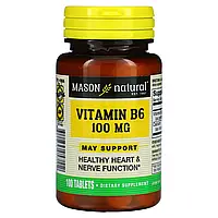 Mason Natural, Витамин В6, 100 мг, 100 таблеток Днепр