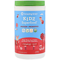 Amazing Grass, Kidz Superfood, протеин и пробиотики, клубничный взрыв, 255 г (8,9 унции) Днепр