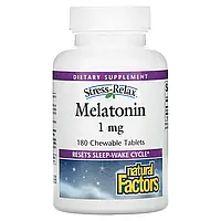 Natural Factors, Stress-Relax, мелатонин, 1 мг, 180 жевательных таблеток Днепр
