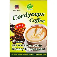 Longreen, Cordyceps Coffee, 4 в 1, кофе с кордицепсом, 10 пакетиков, 182 г (6,4 унции) Днепр