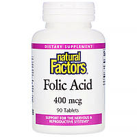 Natural Factors, Фолиевая кислота, 400 мкг, 90 таблеток Днепр