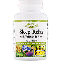 Natural Factors, Sleep Relax, с валерианой и хмелем, 90 капсул Днепр