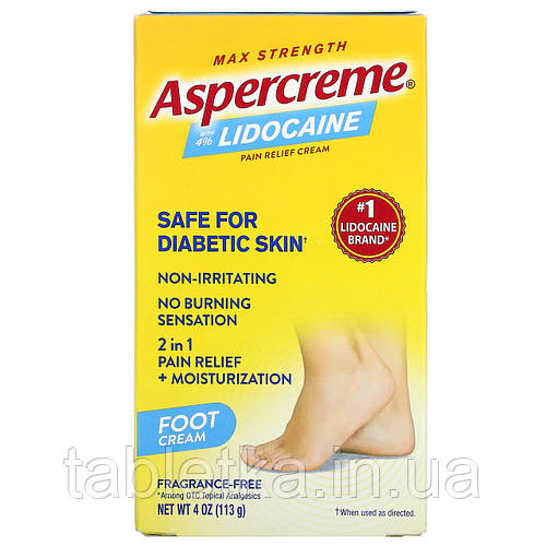 Aspercreme, Обезболивающий крем для ног с 4% лидокаином, максимальная ...