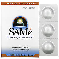 Source Naturals, SAMe, 200 мг, 60 таблеток, покрытых кишечнорастворимой оболочкой Днепр