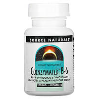 Source Naturals, Ферментированный витамин B6, 100 мг, 60 таблеток Днепр