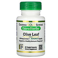 California Gold Nutrition, EuroHerbs, экстракт листьев оливкового дерева, европейское качество, 500 мг, Днепр