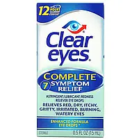 Clear Eyes, Complete 7 Symptom Relief, вяжущее средство / смазка / средство для снятия покраснения, глазные