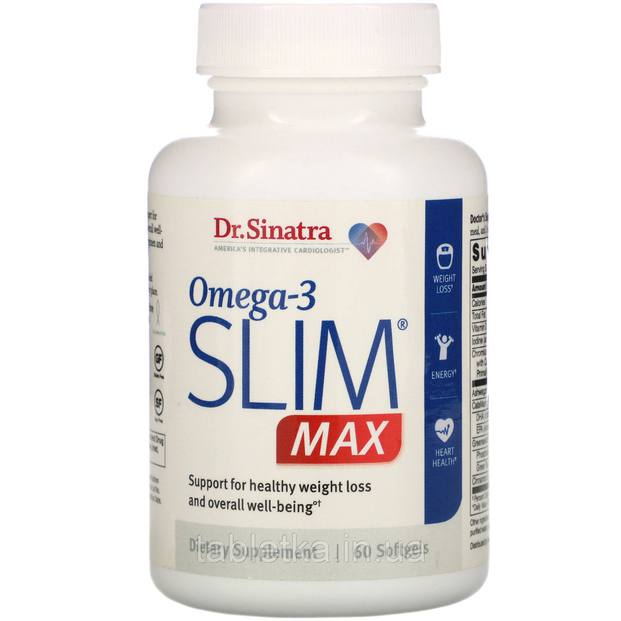 Dr. Sinatra, Omega-3 Slim MAX, 60 м'яких таблеток