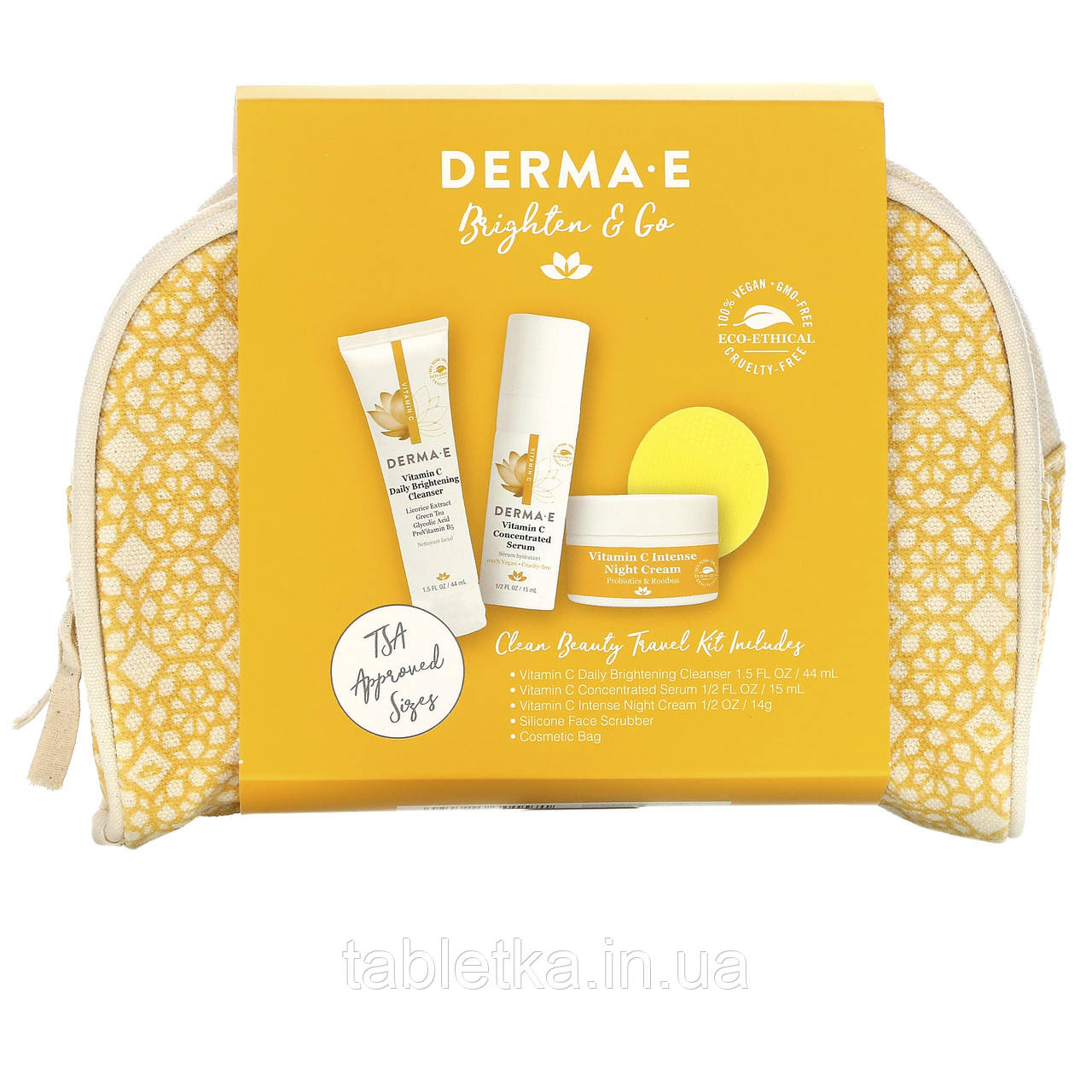 Derma E, Brighten & Go, дорожній набір косметики Clean Beauty з 5 предметів