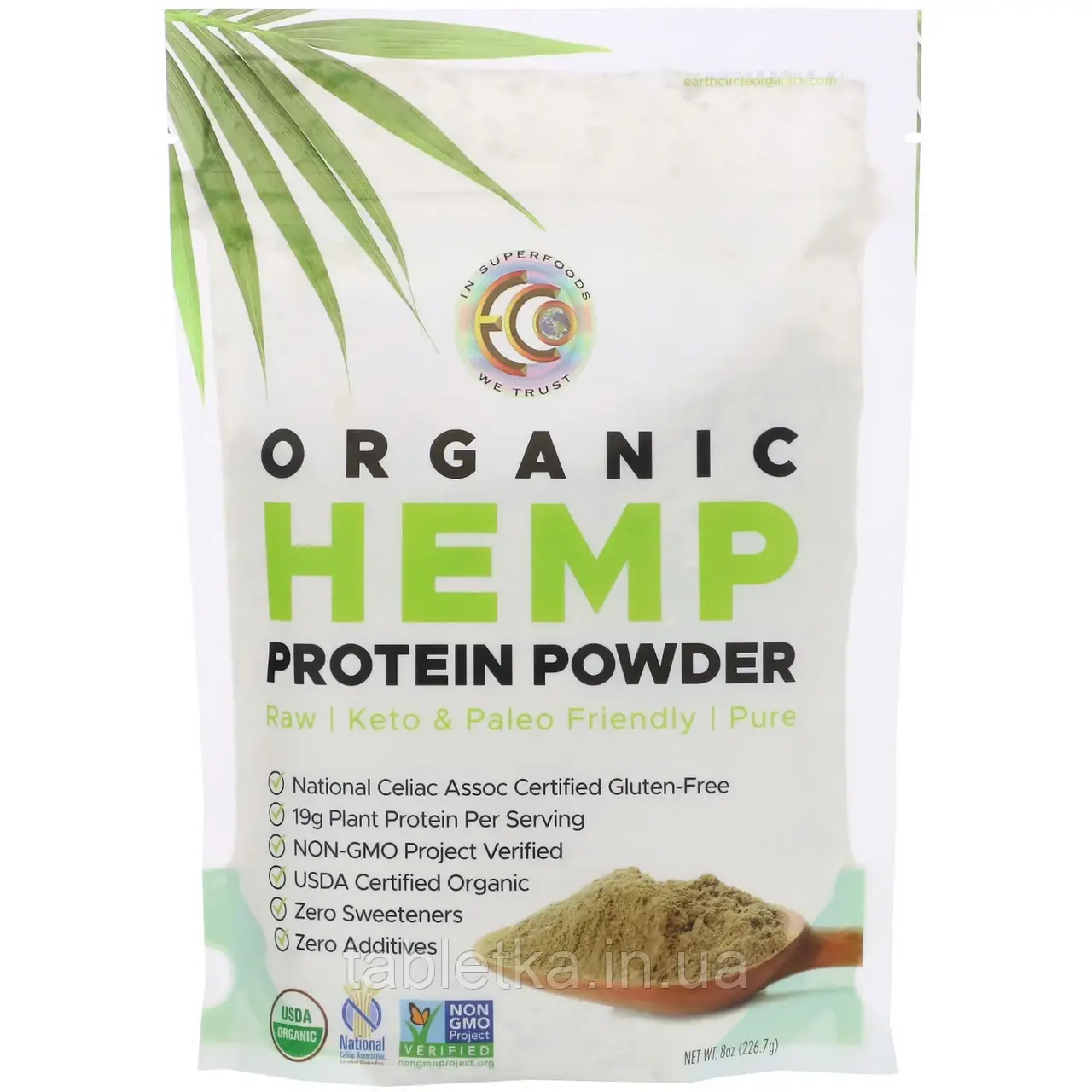 Earth Circle Organics, Порошок з органічного конопляного протеїну, 226,7 г (8 унцій)