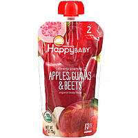 Happy Family Organics, Органическое детское питание, этап 2, для детей от 6 месяцев, яблоки, гуава и свекла,
