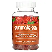 Gummiology, прополис с эхинацеей для взрослых в жевательных таблетках, с натуральным вкусом малины,