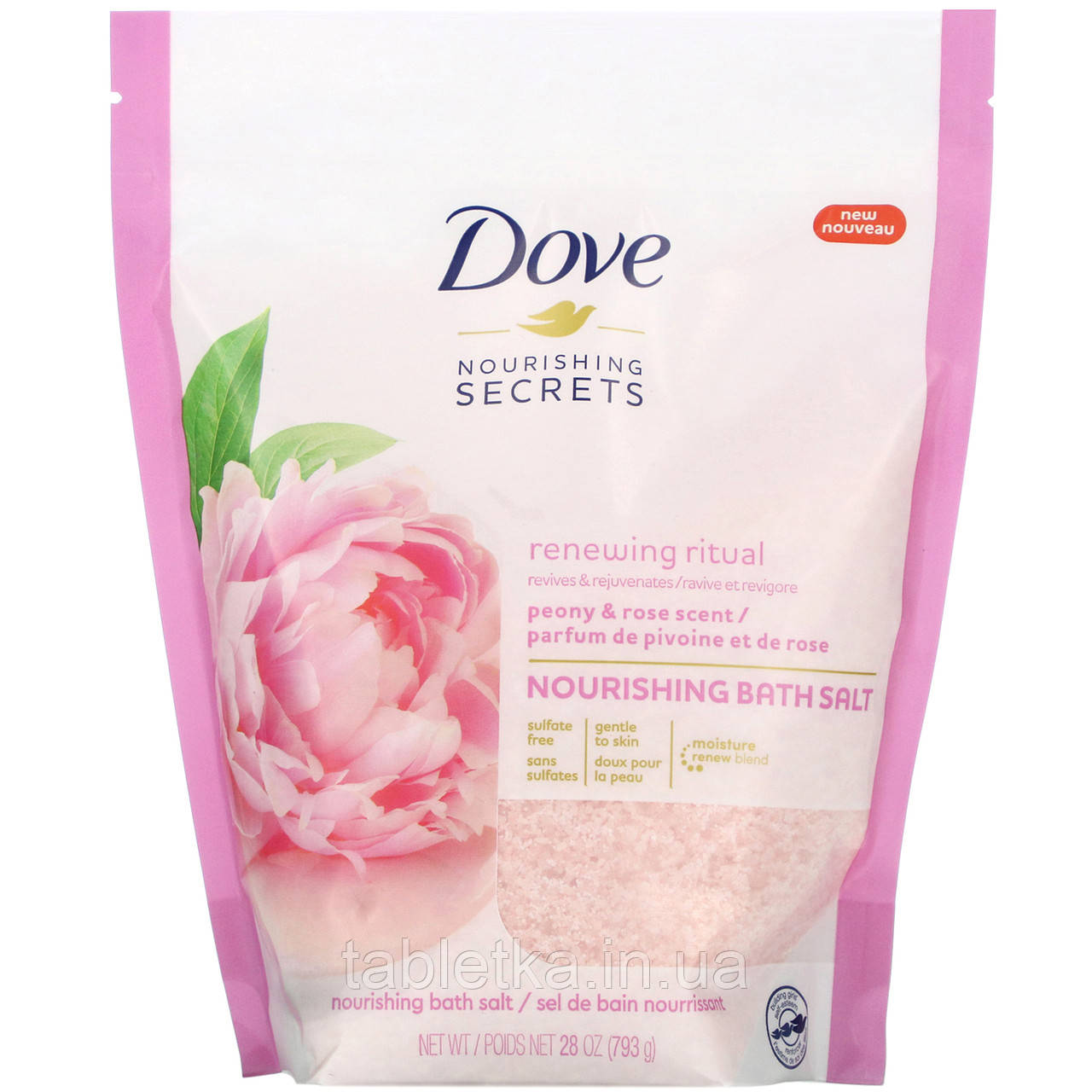Dove, Nourishing Secrets, Питательная соль для ванн, аромат пиона и розы, 28 унций (793 г) Днепр - фото 1 - id-p1977479281