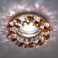 Встраиваемый декоративный светильник с кристаллами Feron CD4141 коричневый - золото