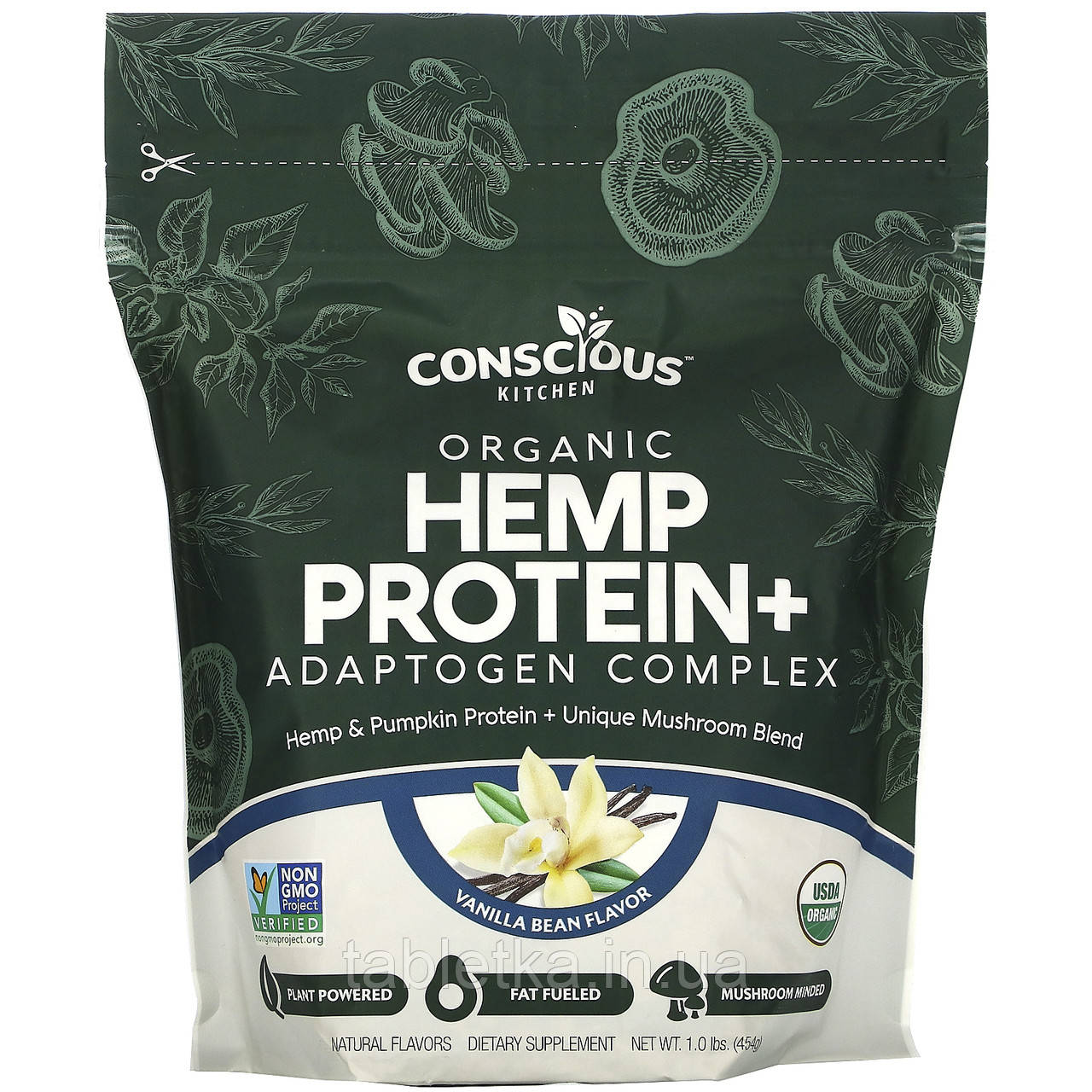 Conscious Kitchen, Organic Hemp Protein + Adaptogen Complex, Vanilla Bean Flavor, 1.0 lb (454 g)