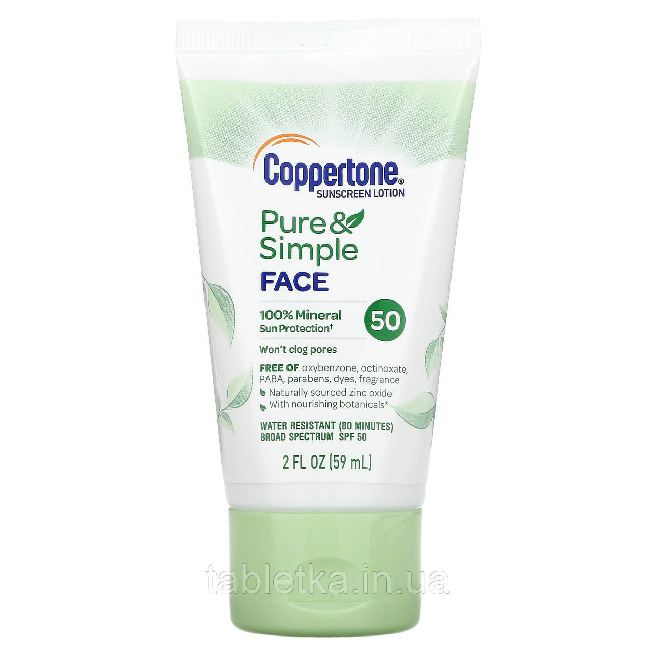 Coppertone, Pure&Simple, сонцезахисний лосьйон, для обличчя, SPF 50, 59 мл (2 рідк. унції) (Discontinued Item)