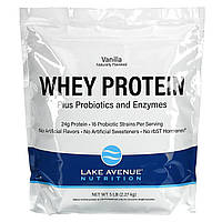 Lake Avenue Nutrition, Сывороточный протеин и пробиотики, ванильный вкус, 2270 г (5 фунтов) Днепр