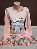 Піжама жіноча Туреччина Асма Котик 40-50 розміри бавовна інтерлок довгий рукав та штани червона та пудра, фото 2