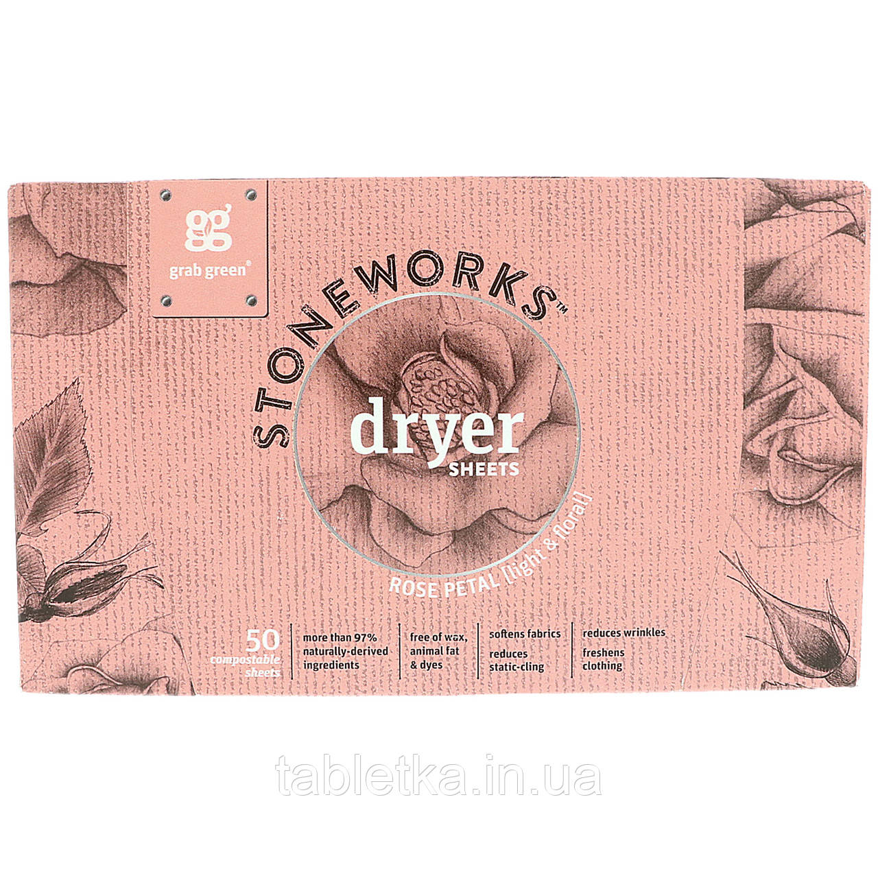 Grab Green, Stoneworks, листи для сушарки, рожеві пелюстки, 50 аркушів (Discontinued Item)