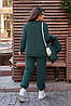 Жіночий Батальний однотонний костюм трійка Жилетка на синтепоні та теплий флісовий костюм Колірзелений, фото 4