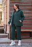 Жіночий Батальний однотонний костюм трійка Жилетка на синтепоні та теплий флісовий костюм Колірзелений, фото 5