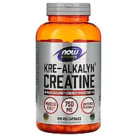 NOW Foods, Kre-Alkalyn Creatine для активного образа жизни, 750 мг, 240 вегетарианских капсул Днепр
