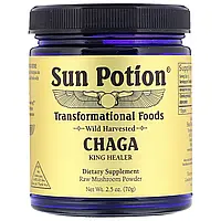 Sun Potion, чага, порошок из сырых дикорастущих грибов, 70 г(2,5 унции) Днепр