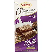 Valor, плиточный молочный шоколад со стевией, без добавления сахара, 100 г (3,5 унции) Днепр
