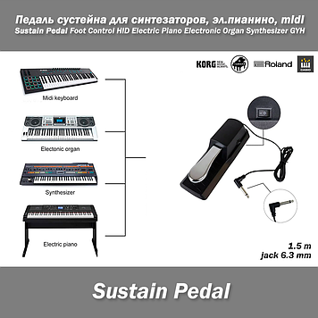 Педаль сустейну для синтезаторів серій Roland Korg Yamaha Casio Sustain Pedal ел.Foot Control HID Electric Piano Electronic Organ