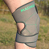 Наколінник MadMax MFA-295 Zahoprene Universal Knee Support Dark Grey/Green (1шт.), фото 8