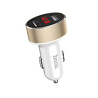 АЗУ Hoco Z26 high praise dual port car charger with digital display 2USB 2.1A White SKL