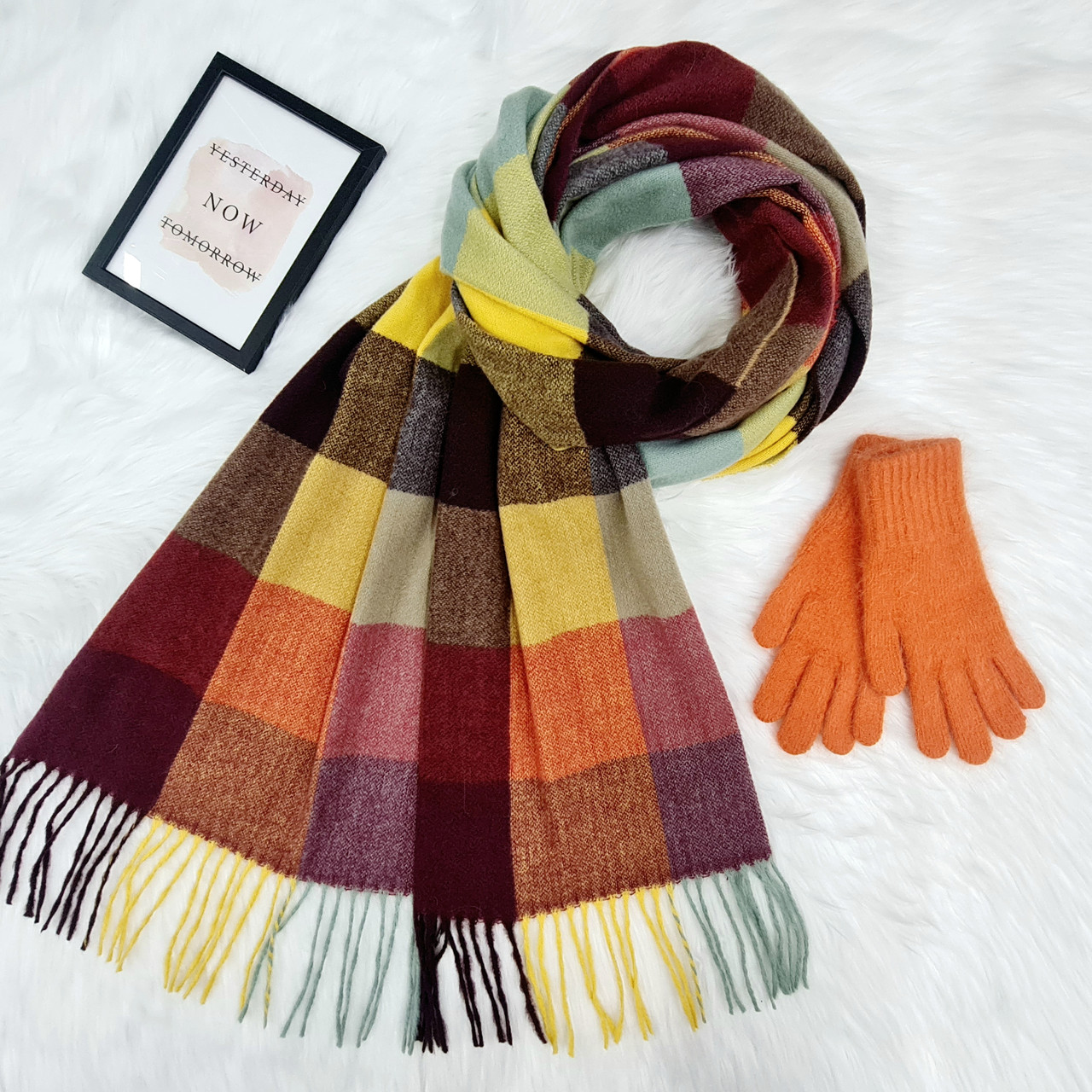 Комплект жіночий зимовий (шарф+рукавички) M&JJ One size помаранчевий 8024 - 4198