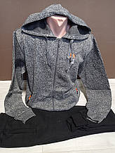 Костюм утеплений з начосом фліс для хлопчика підлітка 14-18 років куртка штани чорний