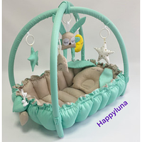 Детский игровой развивающий коврик - Кокон гнездышко для новорожденного 2 в 1 " Изумруд" SKL