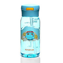 Пляшка для води CASNO 400 мл KXN-1195 Синя (восьмиг) із соломинкою