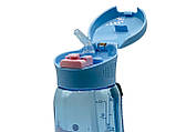 Пляшка для води CASNO 400 мл KXN-1195 Синя (восьминіг) з соломинкою, фото 6